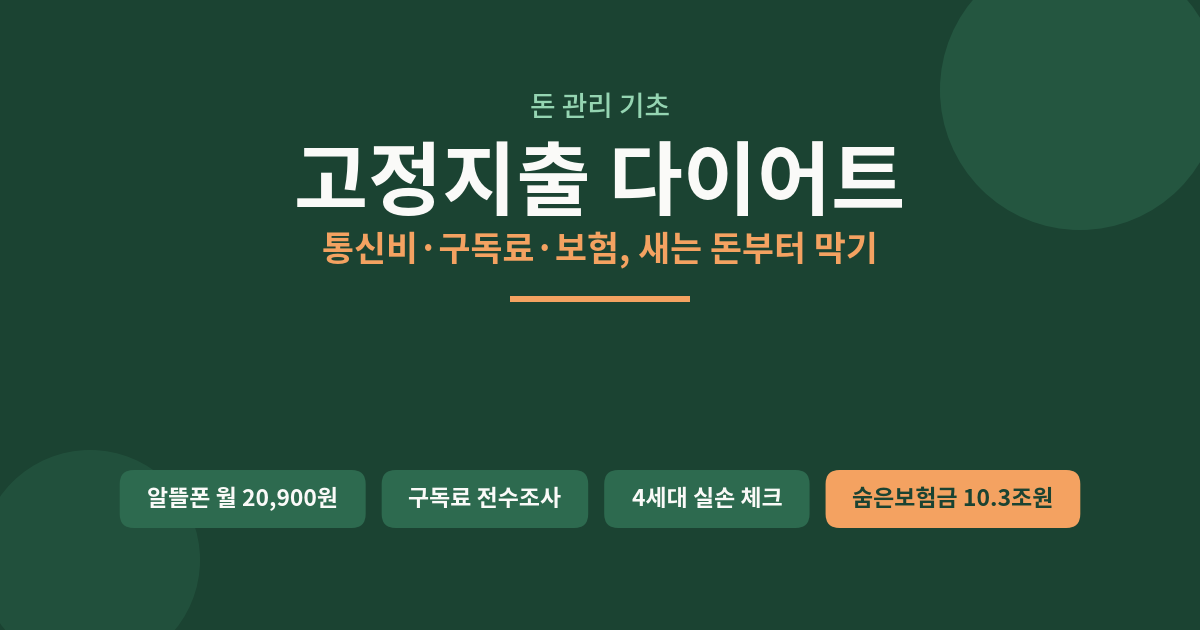 6. 고정지출 다이어트: 통신비·구독료·보험, 새는 돈부터 막기