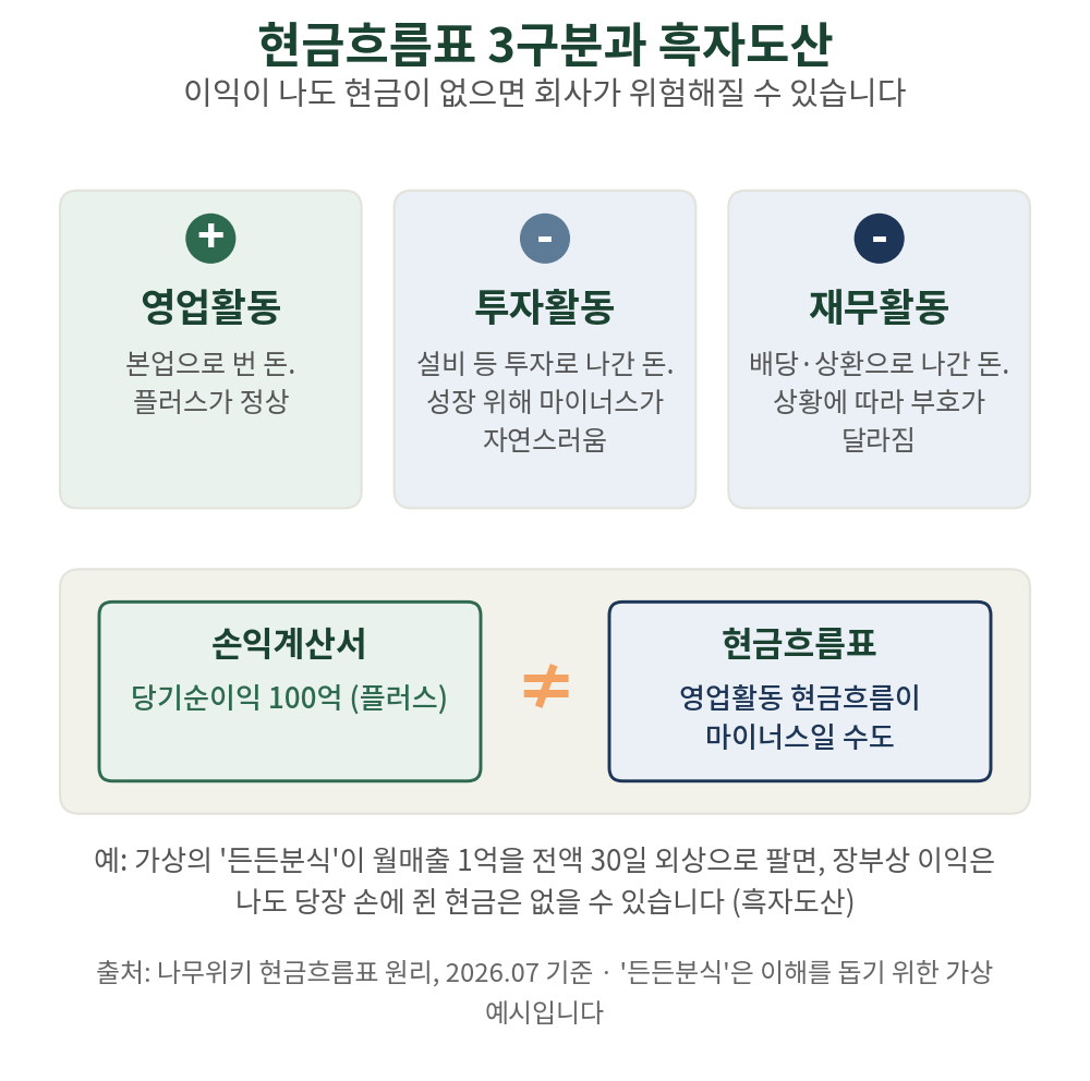 이익이 나도 현금이 없으면 위험할 수 있습니다 (흑자도산)