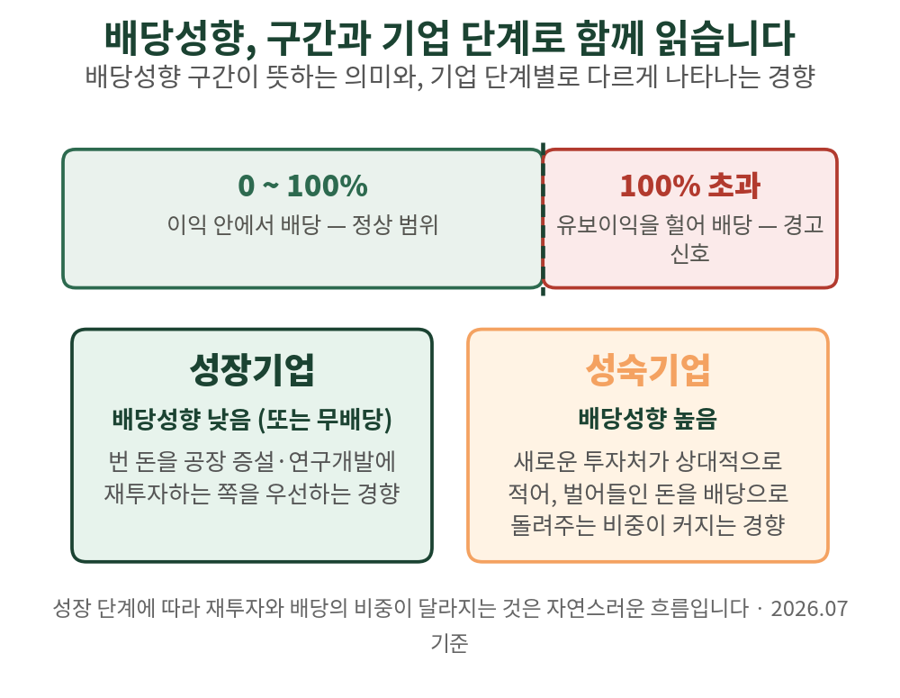 배당성향 100% 초과는 경고, 성장기업의 낮은 배당성향은 자연스러운 선택입니다