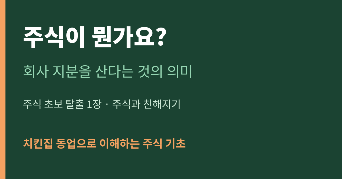 주식이 뭔가요? 회사 지분을 산다는 것의 의미 (주식 초보 기초)