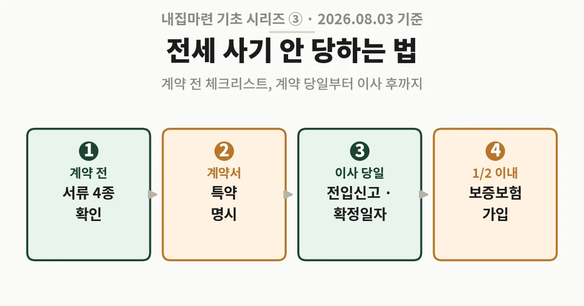 전세사기 예방을 위한 전세 계약 전 체크리스트 4단계 흐름