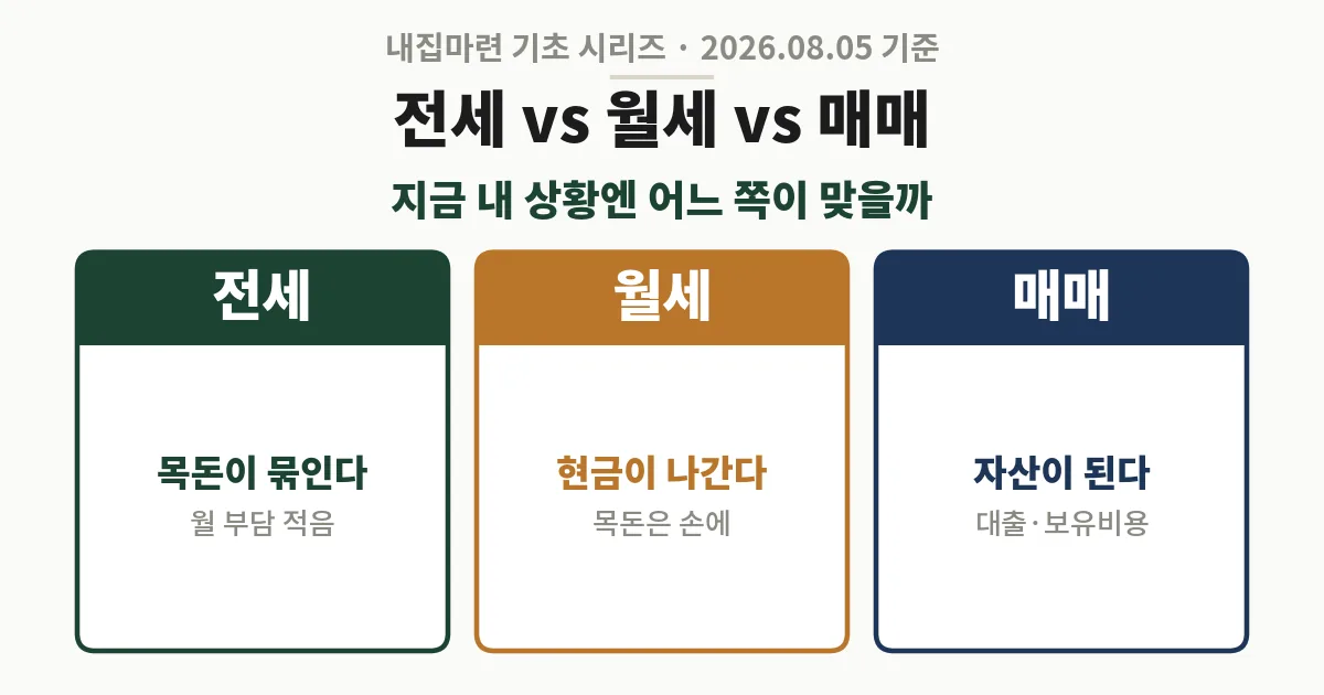 전세 vs 월세 vs 매매, 지금 내 상황엔 어느 쪽이 맞을까